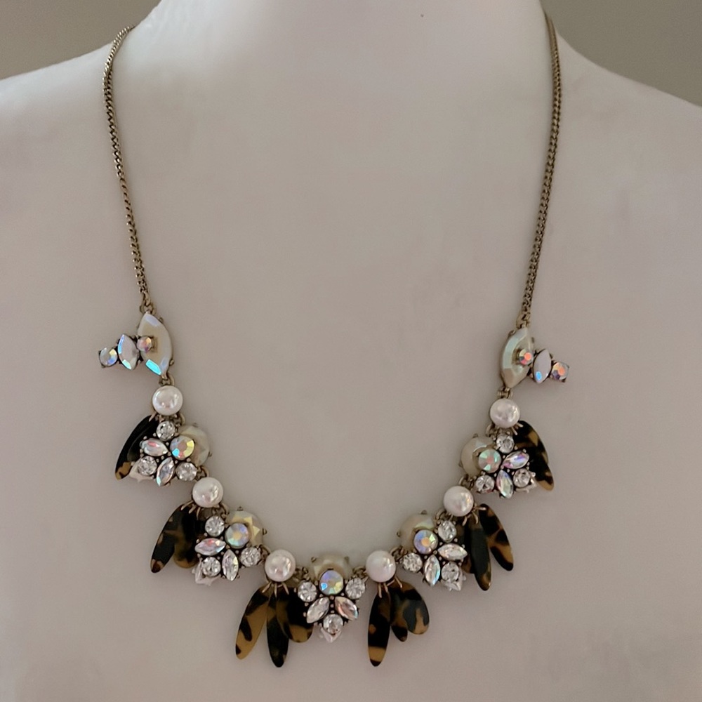 J. Crew Tortoise & AB Jeweled Necklace